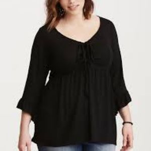 🌟 GUC Torrid Lace Up Babydoll Peasant Bell Sleeve Top